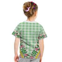 Hawaii Pikake Lokelani Plumeria Lei Kid T Shirt Green Palaka Motifs LT05 - Polynesian Pride