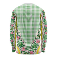 Hawaii Pikake Lokelani Plumeria Lei Long Sleeve Shirt Green Palaka Motifs LT05 - Polynesian Pride