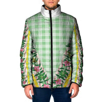 Hawaii Pikake Lokelani Plumeria Lei Padded Jacket Green Palaka Motifs