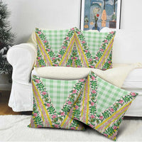 Hawaii Pikake Lokelani Plumeria Lei Pillow Cover Green Palaka Motifs