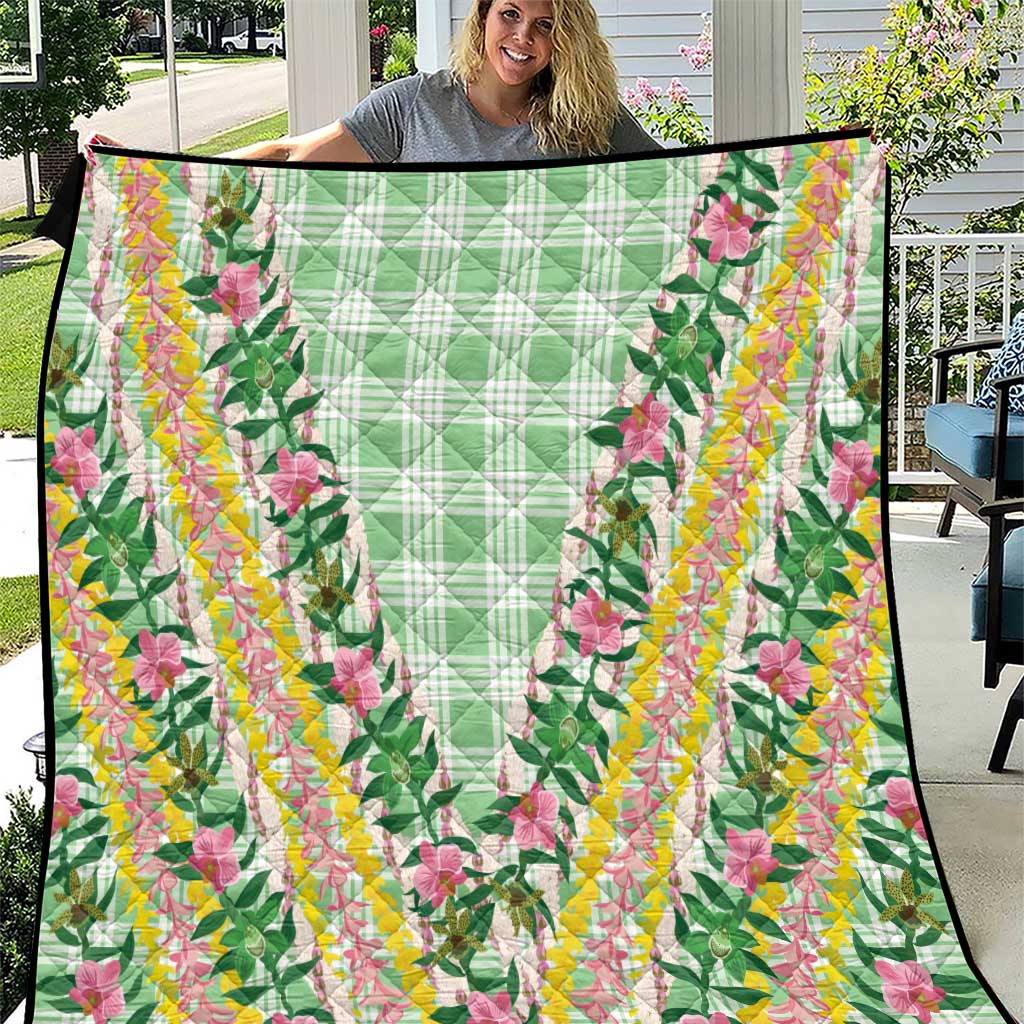 Hawaii Pikake Lokelani Plumeria Lei Quilt Green Palaka Motifs LT05 Green - Polynesian Pride