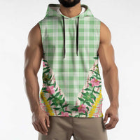 Hawaii Pikake Lokelani Plumeria Lei Sleeveless Hoodie Green Palaka Motifs LT05 - Polynesian Pride