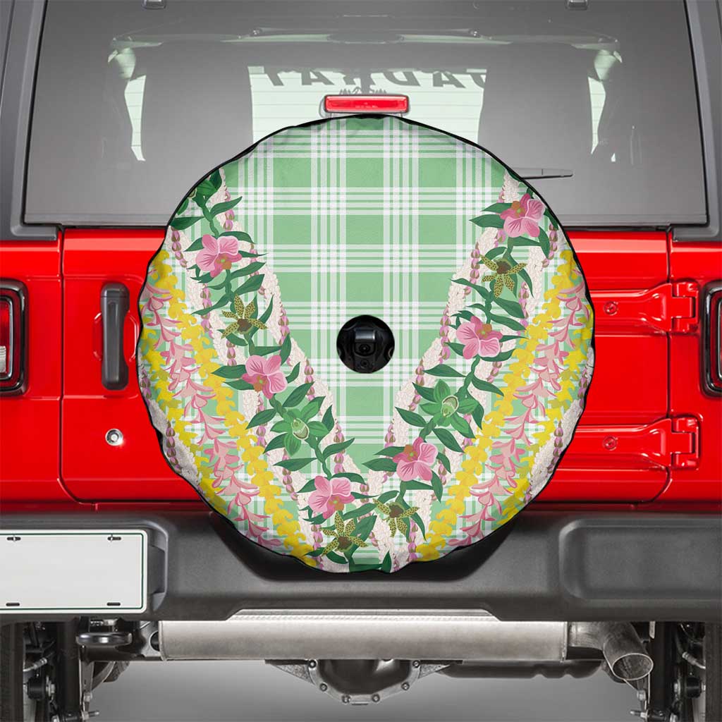 Hawaii Pikake Lokelani Plumeria Lei Spare Tire Cover Green Palaka Motifs LT05 - Polynesian Pride