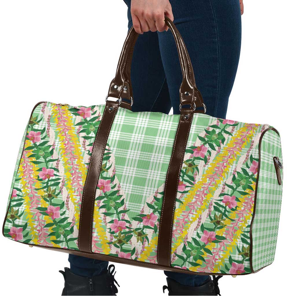 Hawaii Pikake Lokelani Plumeria Lei Travel Bag Green Palaka Motifs LT05 - Polynesian Pride
