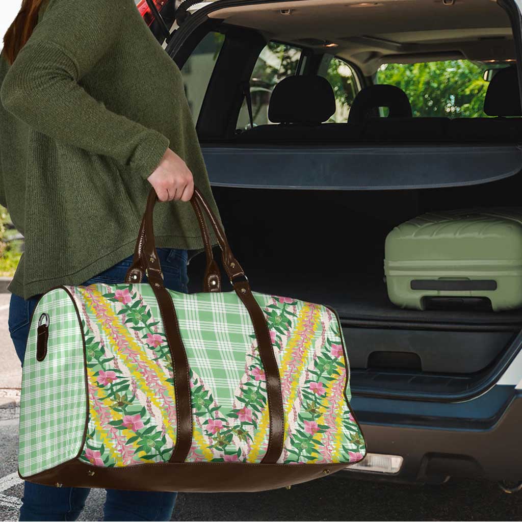 Hawaii Pikake Lokelani Plumeria Lei Travel Bag Green Palaka Motifs LT05 - Polynesian Pride