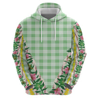 Hawaii Pikake Lokelani Plumeria Lei Zip Hoodie Green Palaka Motifs LT05 - Polynesian Pride
