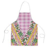 Hawaii Pikake Lokelani Plumeria Lei Apron Pink Palaka Motifs