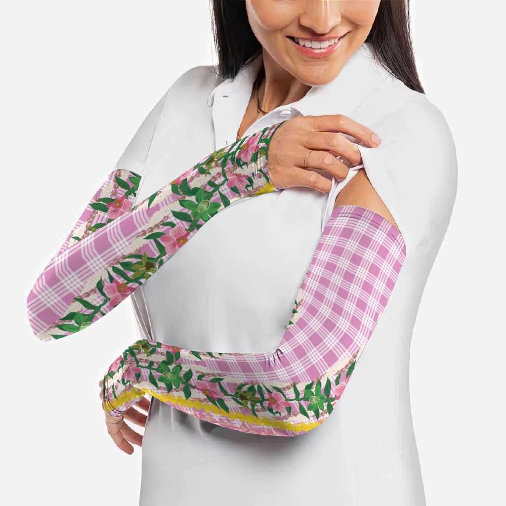 Hawaii Pikake Lokelani Plumeria Lei Arm Sleeves Pink Palaka Motifs