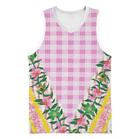 Hawaii Pikake Lokelani Plumeria Lei Basketball Jersey Pink Palaka Motifs LT05 Unisex Pink - Polynesian Pride