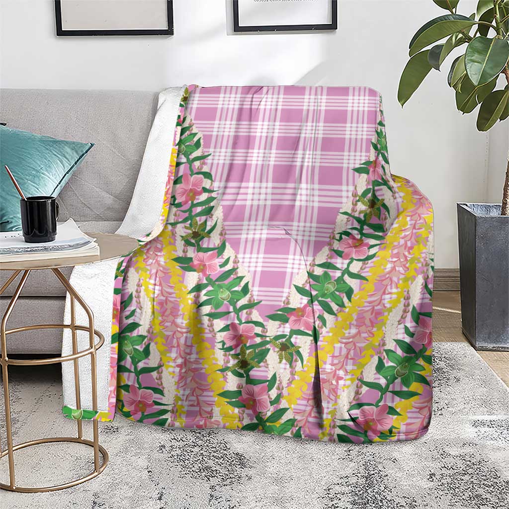 Hawaii Pikake Lokelani Plumeria Lei Blanket Pink Palaka Motifs