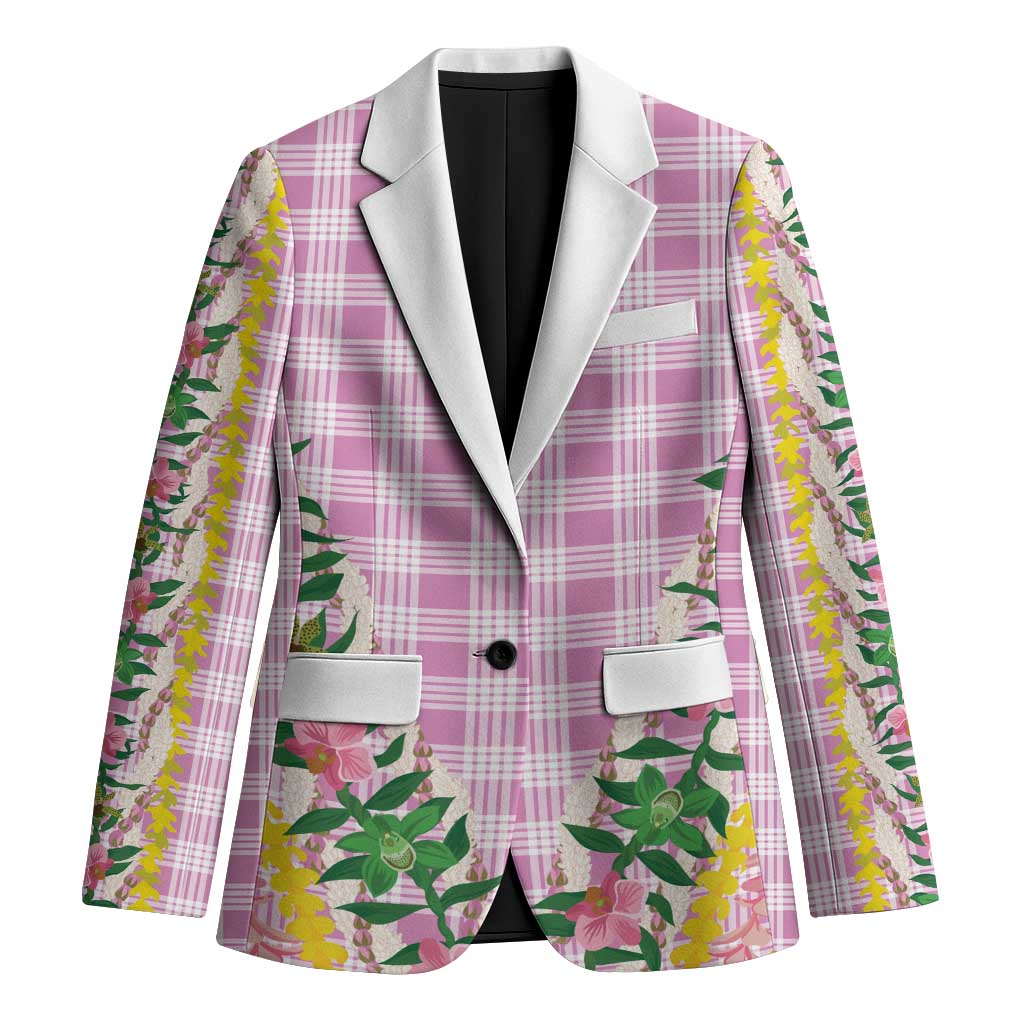 Hawaii Pikake Lokelani Plumeria Lei Blazer Pink Palaka Motifs LT05 Unisex Pink - Polynesian Pride