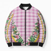 Hawaii Pikake Lokelani Plumeria Lei Bomber Puffer Jacket Pink Palaka Motifs LT05 Unisex Pink - Polynesian Pride