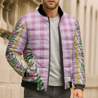 Hawaii Pikake Lokelani Plumeria Lei Bomber Puffer Jacket Pink Palaka Motifs LT05 - Polynesian Pride