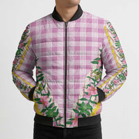 Hawaii Pikake Lokelani Plumeria Lei Bomber Puffer Jacket Pink Palaka Motifs LT05 - Polynesian Pride