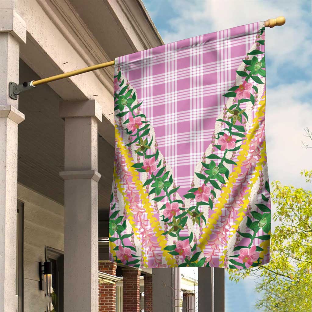 Hawaii Pikake Lokelani Plumeria Lei Garden Flag Pink Palaka Motifs LT05 House Flag Pink - Polynesian Pride