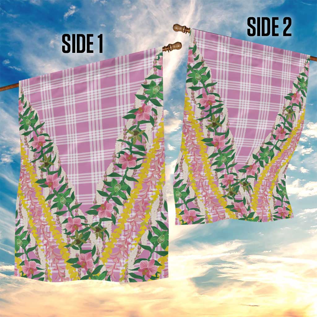 Hawaii Pikake Lokelani Plumeria Lei Garden Flag Pink Palaka Motifs LT05 - Polynesian Pride