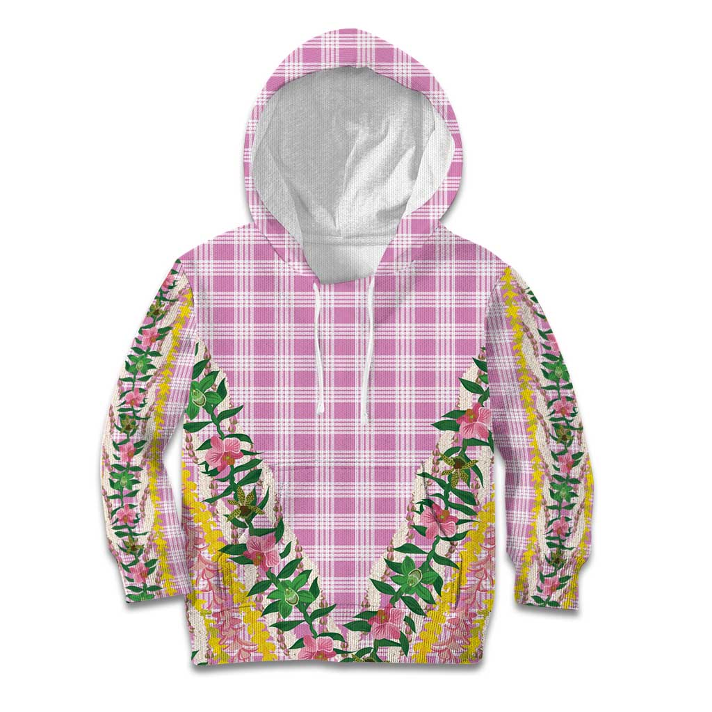 Hawaii Pikake Lokelani Plumeria Lei Kid Hoodie Pink Palaka Motifs LT05 Hoodie Pink - Polynesian Pride