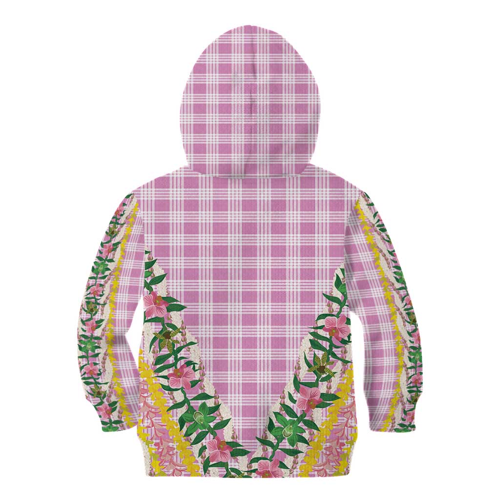 Hawaii Pikake Lokelani Plumeria Lei Kid Hoodie Pink Palaka Motifs LT05 - Polynesian Pride