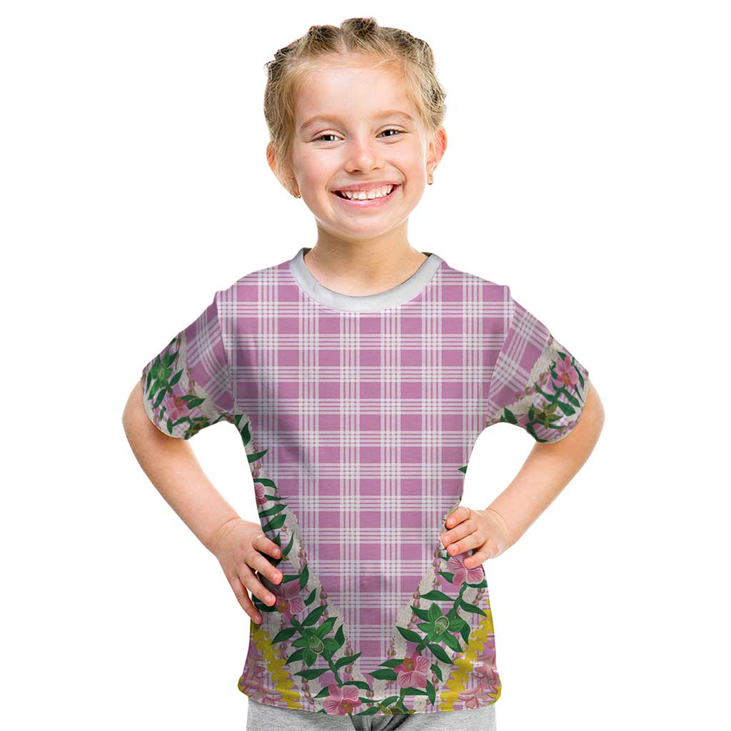 Hawaii Pikake Lokelani Plumeria Lei Kid T Shirt Pink Palaka Motifs LT05 Pink - Polynesian Pride
