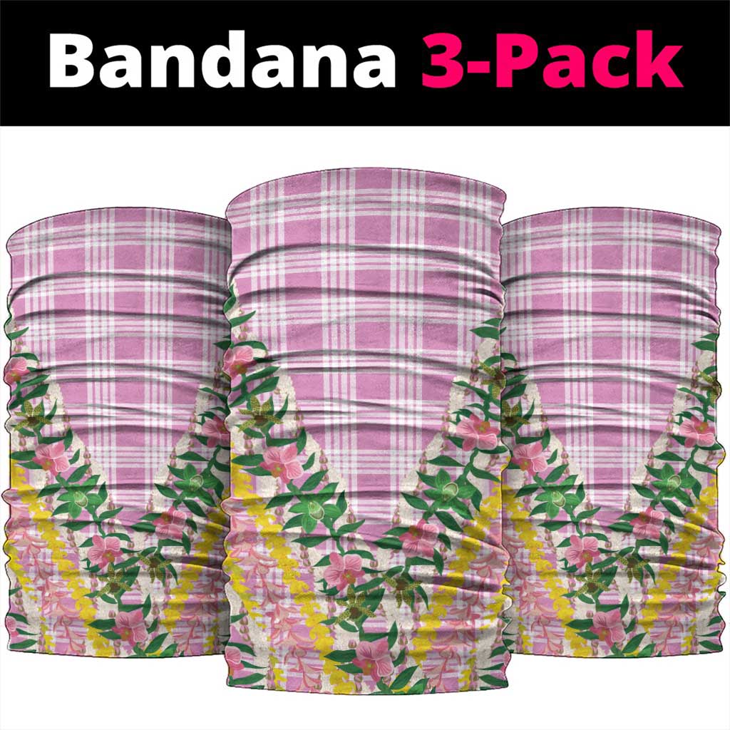 Hawaii Pikake Lokelani Plumeria Lei Neck Gaiter Pink Palaka Motifs LT05 package One Size: 25*50cm Pink - Polynesian Pride