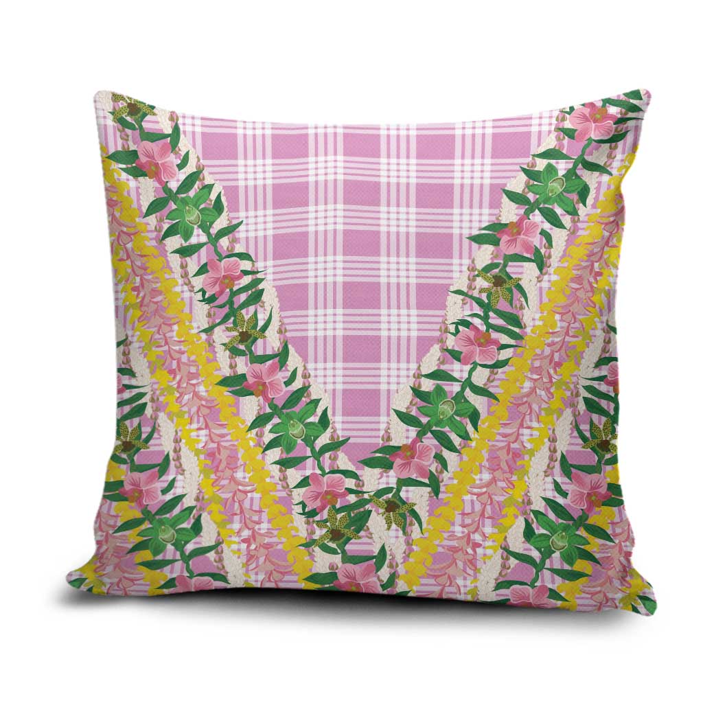Hawaii Pikake Lokelani Plumeria Lei Pillow Cover Pink Palaka Motifs