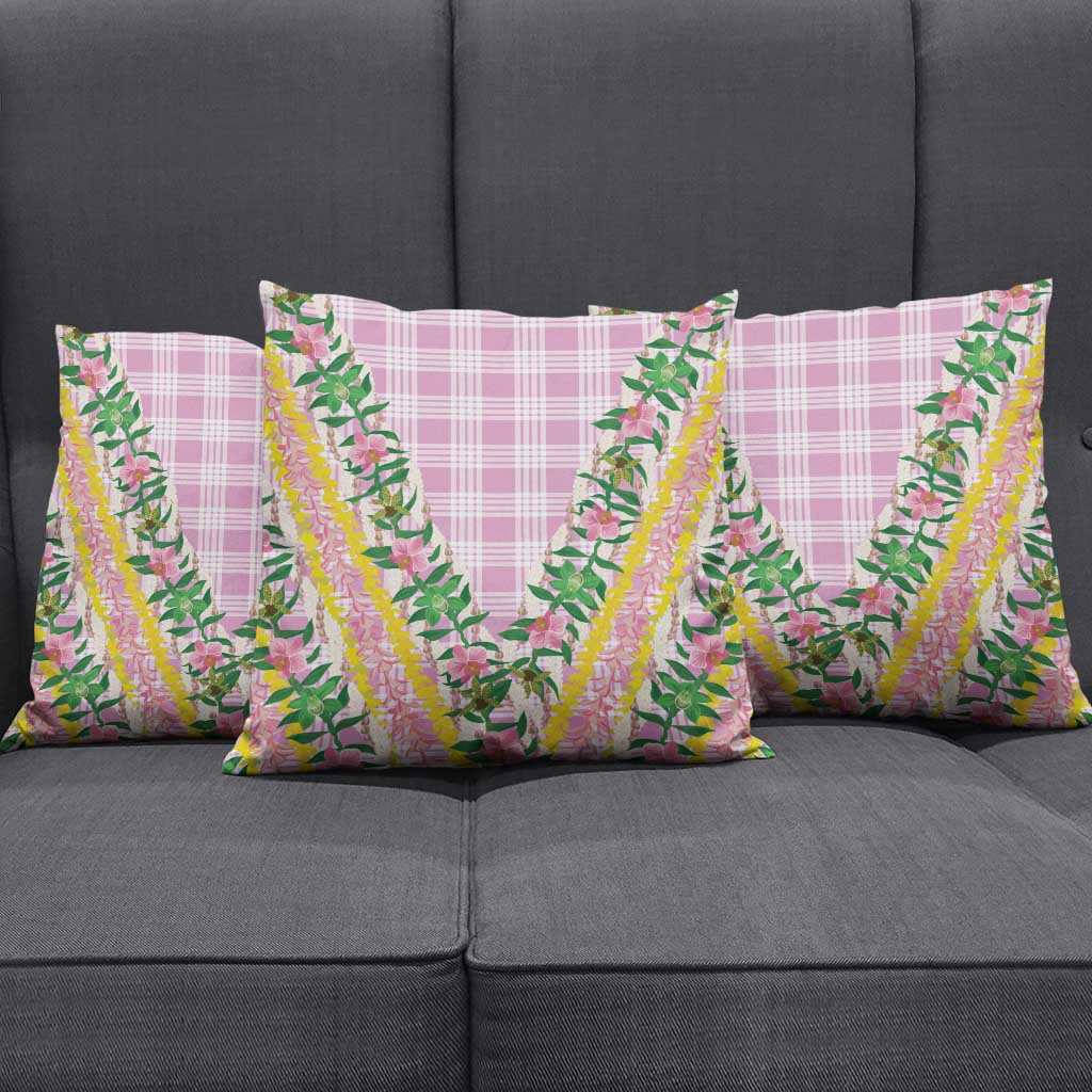 Hawaii Pikake Lokelani Plumeria Lei Pillow Cover Pink Palaka Motifs