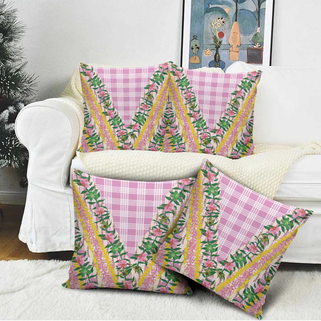 Hawaii Pikake Lokelani Plumeria Lei Pillow Cover Pink Palaka Motifs