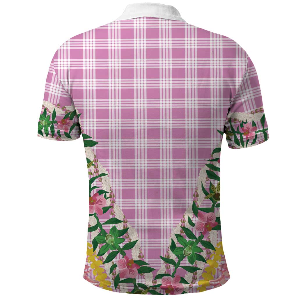 Hawaii Pikake Lokelani Plumeria Lei Polo Shirt Pink Palaka Motifs LT05 - Polynesian Pride