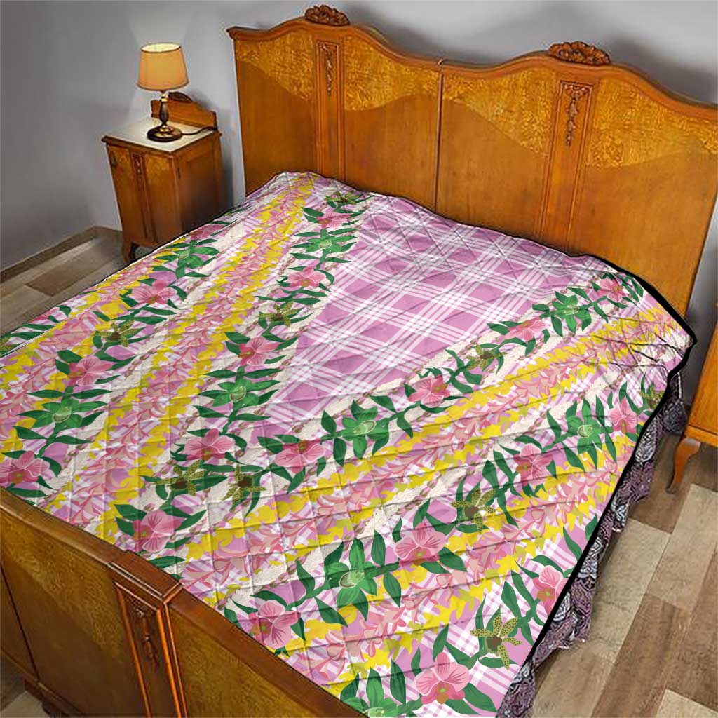 Hawaii Pikake Lokelani Plumeria Lei Quilt Pink Palaka Motifs