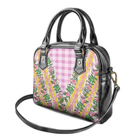 Hawaii Pikake Lokelani Plumeria Lei Shoulder Handbag Pink Palaka Motifs
