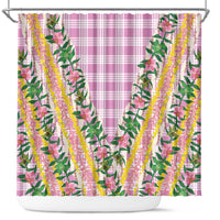 Hawaii Pikake Lokelani Plumeria Lei Shower Curtain Pink Palaka Motifs