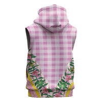 Hawaii Pikake Lokelani Plumeria Lei Sleeveless Zip Hoodie Pink Palaka Motifs