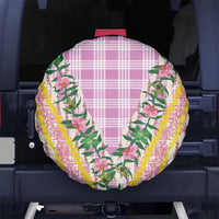 Hawaii Pikake Lokelani Plumeria Lei Spare Tire Cover Pink Palaka Motifs LT05 No hole Pink - Polynesian Pride