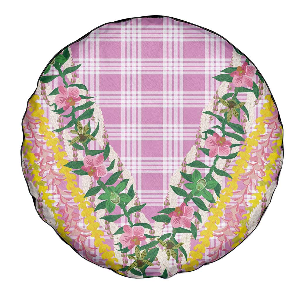 Hawaii Pikake Lokelani Plumeria Lei Spare Tire Cover Pink Palaka Motifs LT05 - Polynesian Pride