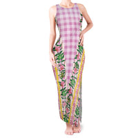 Hawaii Pikake Lokelani Plumeria Lei Tank Maxi Dress Pink Palaka Motifs LT05 Women Pink - Polynesian Pride