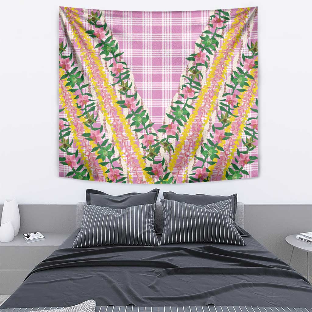 Hawaii Pikake Lokelani Plumeria Lei Tapestry Pink Palaka Motifs