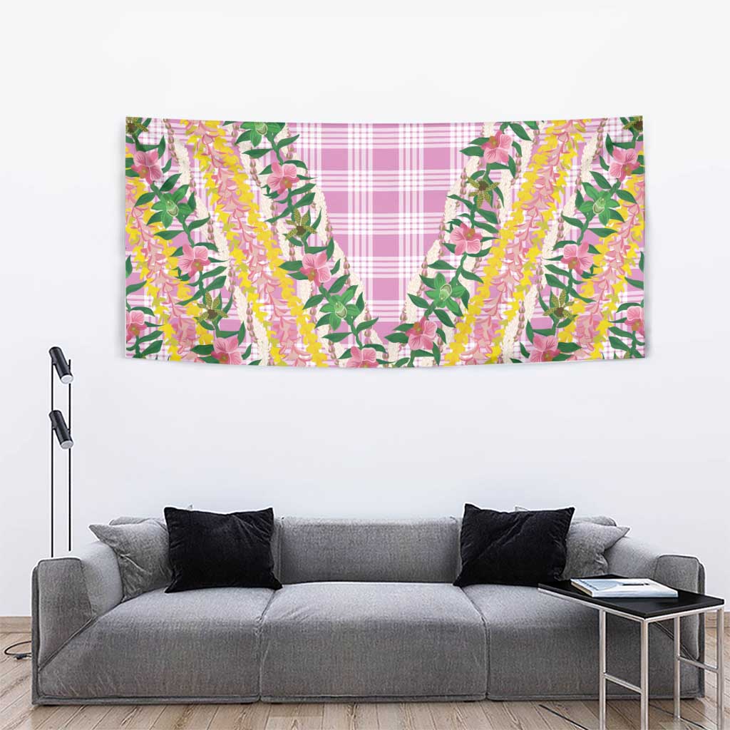 Hawaii Pikake Lokelani Plumeria Lei Tapestry Pink Palaka Motifs