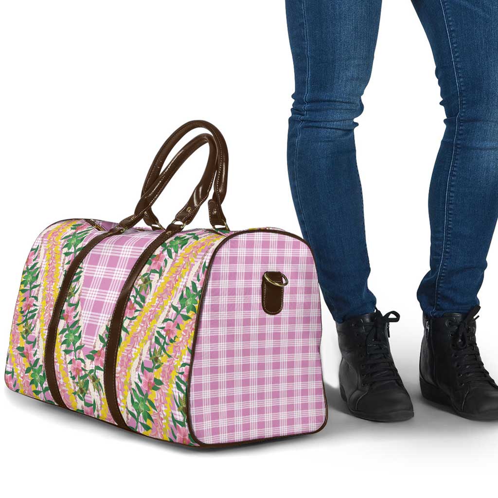 Hawaii Pikake Lokelani Plumeria Lei Travel Bag Pink Palaka Motifs LT05 - Polynesian Pride