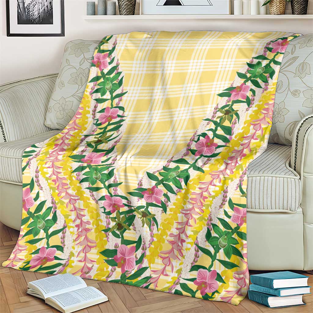 Hawaii Pikake Lokelani Plumeria Lei Blanket Yellow Palaka Motifs