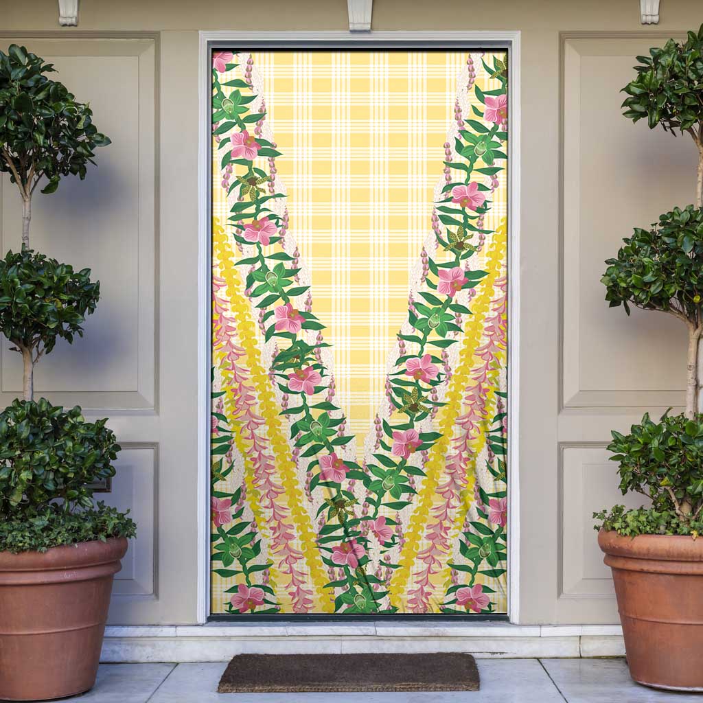 Hawaii Pikake Lokelani Plumeria Lei Door Cover Yellow Palaka Motifs LT05 Yellow - Polynesian Pride