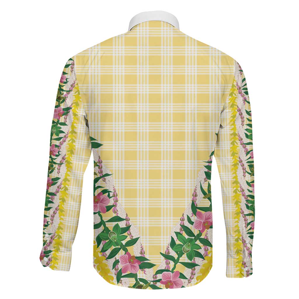 Hawaii Pikake Lokelani Plumeria Lei Family Matching Puletasi and Hawaiian Shirt Yellow Palaka Motifs LT05 - Polynesian Pride