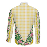 Hawaii Pikake Lokelani Plumeria Lei Family Matching Puletasi and Hawaiian Shirt Yellow Palaka Motifs LT05 - Polynesian Pride
