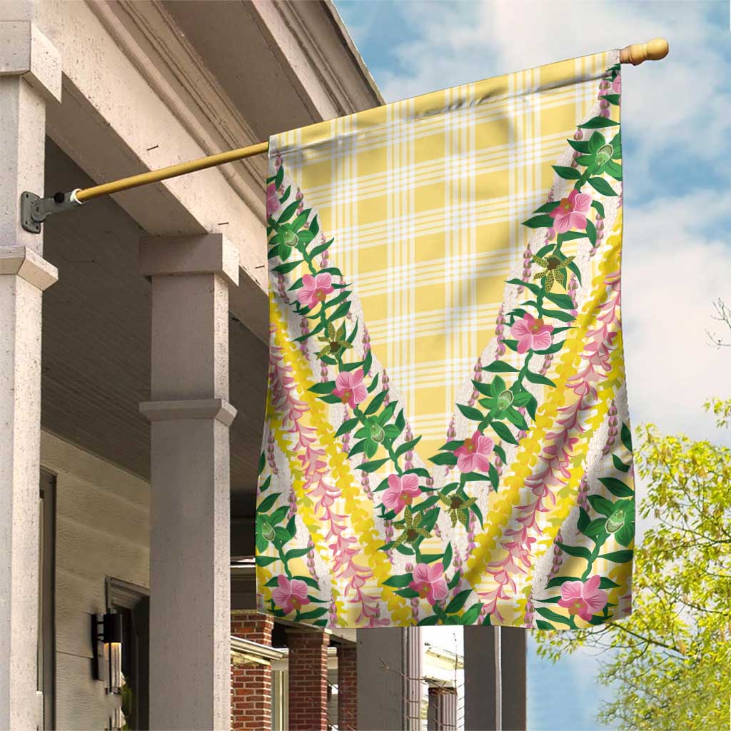 Hawaii Pikake Lokelani Plumeria Lei Garden Flag Yellow Palaka Motifs