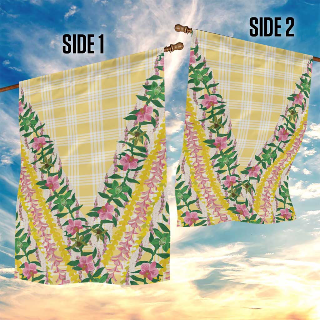 Hawaii Pikake Lokelani Plumeria Lei Garden Flag Yellow Palaka Motifs LT05 - Polynesian Pride