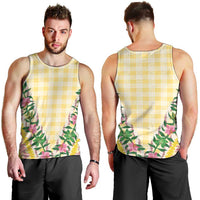 Hawaii Pikake Lokelani Plumeria Lei Men Tank Top Yellow Palaka Motifs LT05 - Polynesian Pride
