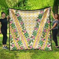 Hawaii Pikake Lokelani Plumeria Lei Quilt Yellow Palaka Motifs