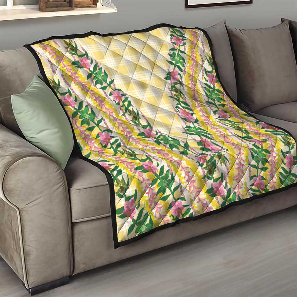 Hawaii Pikake Lokelani Plumeria Lei Quilt Yellow Palaka Motifs