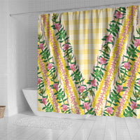 Hawaii Pikake Lokelani Plumeria Lei Shower Curtain Yellow Palaka Motifs LT05 - Polynesian Pride