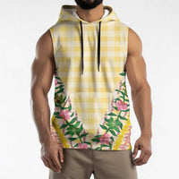Hawaii Pikake Lokelani Plumeria Lei Sleeveless Hoodie Yellow Palaka Motifs LT05 - Polynesian Pride