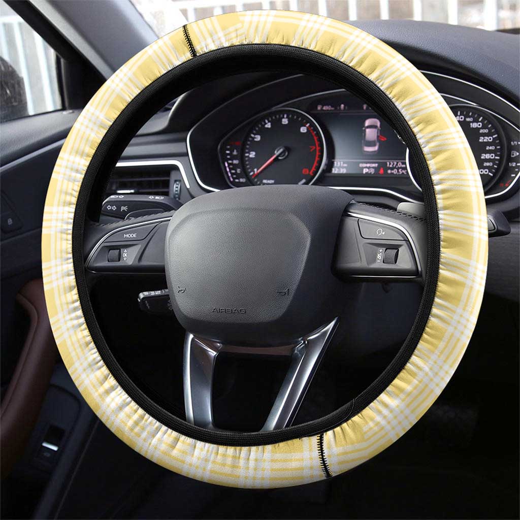 Hawaii Pikake Lokelani Plumeria Lei Steering Wheel Cover Yellow Palaka Motifs LT05 - Polynesian Pride